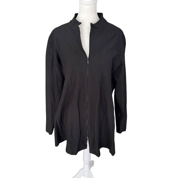 Eileen Fisher Stretch Long Flight Zip Up Jacket Size Large - Picture 2 of 9